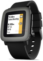 Smartwatch Pebble Time, Color E-paper LED backlight, Bratara silicon, Rezistent la apa si praf (Negru) foto