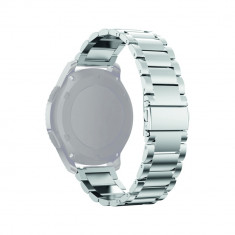 Curea metalica argintie pentru Huawei Watch W2 Sport / Samsung Gear S2 / Galaxy Watch 42mm / Moto 2nd gen 42mm