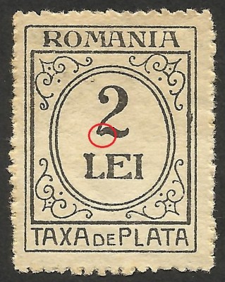 VARIETATE LA CIFRA -ROMANIA-TAXA DE PLATA --1920/1926 MNH foto