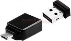 Stick USB Verbatim Nano + adaptor OTG microUSB, 8GB, USB 2.0 (Negru) foto