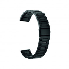 Curea metalica neagra pentru Huawei Watch W2 Sport / Samsung Gear S2 / Galaxy Watch 42mm / Moto 2nd gen 42mm