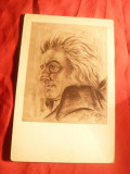 Ilustrata -Personalitati -Compozitori- Portret Mozart de Joe Olitzki, Necirculata, Printata