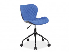 Scaun de birou ergonomic, tapitat cu stofa si piele ecologica &amp;quot;Rino&amp;quot; Blue, l50xA37xH77-85 cm foto