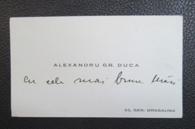 Carte de vizita ALEXANDRU GR. DUCA (cu adnotare) foto