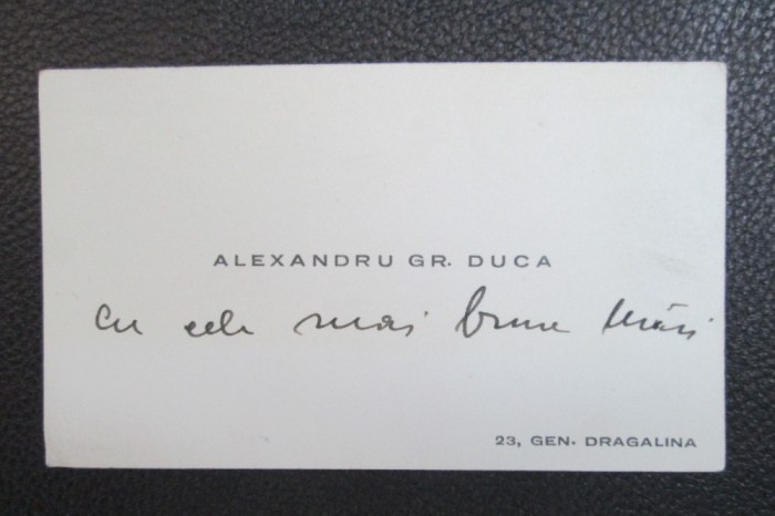 Carte de vizita ALEXANDRU GR. DUCA (cu adnotare)