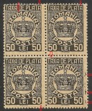 Cumpara ieftin EROARE ROMANIA BLOCx4 cu filigran TAXA DE PLATA-OBLICA IN ,,M&#039;&#039; -1946 / 1947 MNH