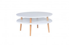 Masa de cafea din lemn de fag si MDF &amp;quot;Ufo Low&amp;quot; White / Beech, O70xH35 cm foto