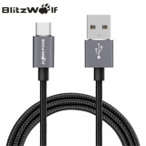 Cablu de incarcare negru Type C tip Quick Charge si Sync Blitzwolf 1m