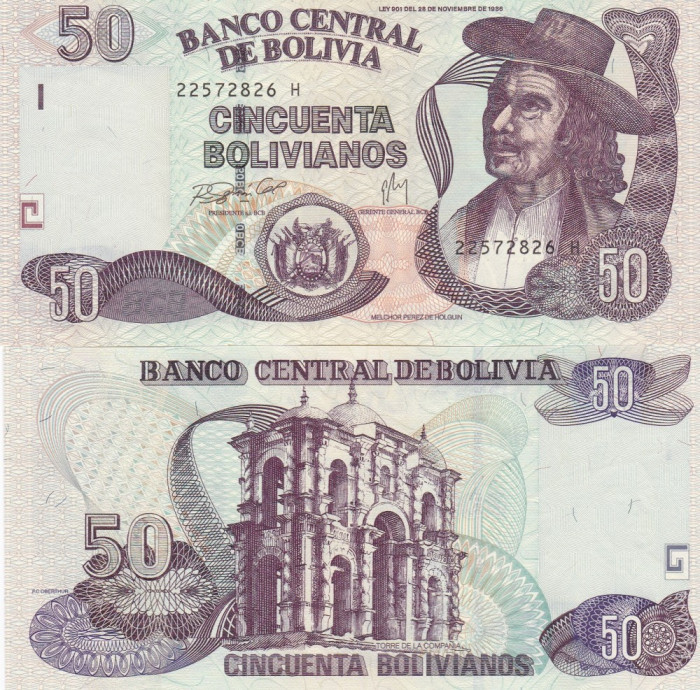 Bolivia 50 Bolivianos 28.11.1986 UNC