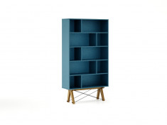 Biblioteca din lemn si pal &amp;quot;Tall Oceanic&amp;quot; Blue / Oak, l100xA35xH180 cm foto