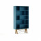 Biblioteca din lemn si pal &quot;Tall Oceanic&quot; Blue / Oak, l100xA35xH180 cm