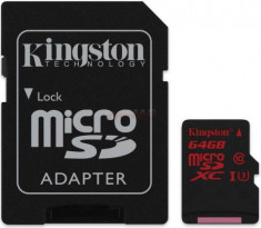 Card de memorie Kingston microSDXC U3 UHS-1 64GB (Class 10) + Adaptor SD foto