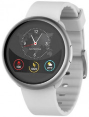 Smartwatch MyKronoz ZeRound 2, Ecran Touchscreen TFT 1.22inch, 64MB RAM, 256MB Flash, Bluetooth, Rezistent la apa si praf (Argintiu/Alb) foto