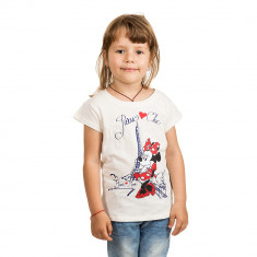 Tricou maneca scurta fete Minnie in Paris alb foto