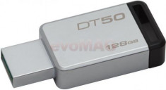 Stick USB Kingston DataTraveler 50, 128GB, USB 3.1 (Metal/Negru) foto