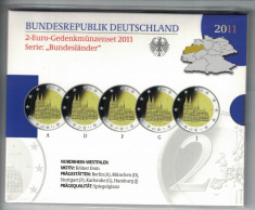 GERMANIA - Set 5 buc x 2 Euro 2011 - Comm PROOF - A D F G J Bundeslander foto
