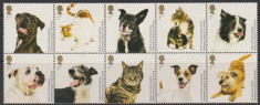 ANGLIA-Marea Britanie 2010-bloc de 10 timbre caini si pisici,nou,nestampilat foto