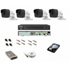 Sistem supraveghere 4 camere Hikvision 5 Mp, ir 40 m foto