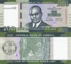 LIBERIA 100 dollars 2017 UNC!!! foto