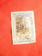 Timbru 50 C Malaya-Kelantan Colonie Britanica 1961 stampilat foto