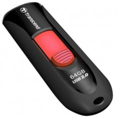 Stick USB Transcend JetFlash 590, 64GB, USB 2.0 (Negru/Rosu) foto