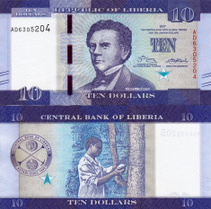 LIBERIA 10 dollars 2017 UNC!!! foto