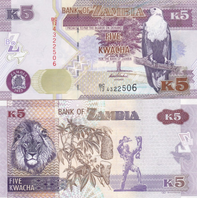 Zambia 5 Kwacha 2012 UNC foto