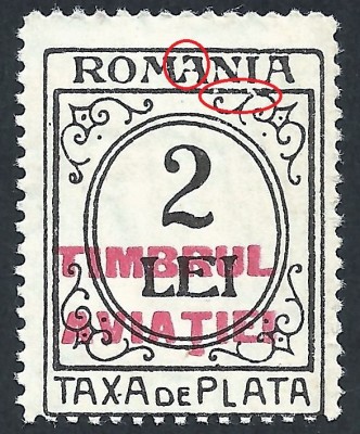 EROARE / VARIETATE--TAXA DE PLATA / TIMBRUL AVIATIEI -1931 MNH foto