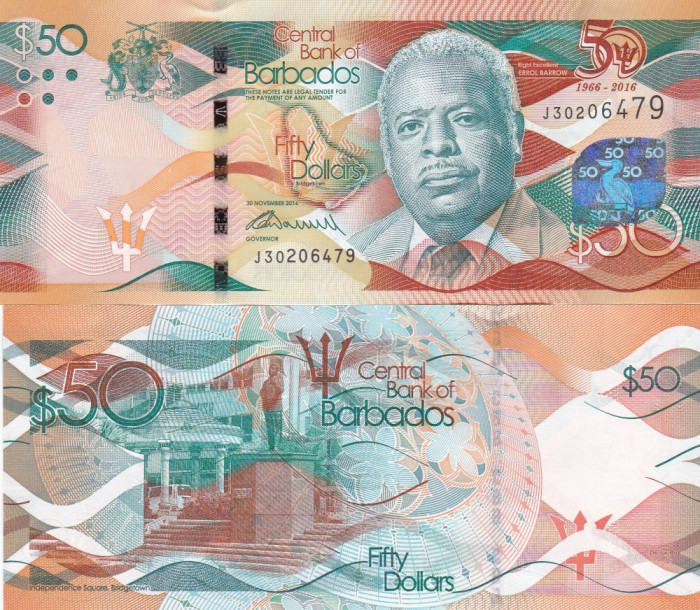 Barbados 50 Dollars 30.12.2016 Comemorativa UNC