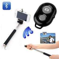 Selfie Stick Extensibil Cu Suport Pentru Telefon Si Telecomanda Bluetooth foto