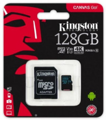 Card de memorie Kingston Canvas Go microSDXC, 128 GB, 90 MB/s Citire, 45 MB/s Scriere, UHS-I Class 3 + Adaptor SD foto