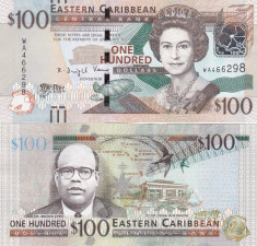 Insulele Caraibe 100 Dollars 2016 UNC foto