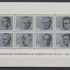 GERMANIA 1964 – EROI ANTIFASCISTI. ATENTAT IMPOTRIVA LUI HITLER, bloc MNH, TR8