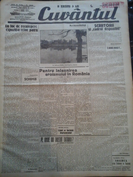 Ziare vechi - Cuvantul - Nr. 2829, 10 mar 1933, 8 pag, C. Rudescu, M. Sebastian