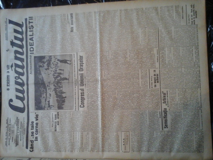 Ziare vechi - Cuvantul - Nr. 2820, 1 mar 1933, 8 pag, I. Calugaru, M. Sebastian