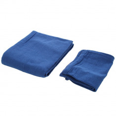 Cuvertura de pat + fete de perna, Caressa, bumbac, albastru, 180 x 240 cm foto
