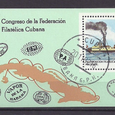 CUBA 1982 – VAPOR, HARTA INSULEI, colita stampilata, TR21