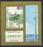 CUBA 1987 &ndash; POSTAS CALARE, colita stampilata, TR27, Stampilat