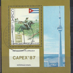 CUBA 1987 – POSTAS CALARE, colita stampilata, TR27