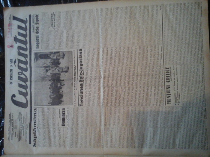Ziare vechi - Cuvantul - Nr. 2769, 9 ian 1933, 8 pag, Poza cu Mihai, Reclame