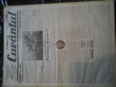 Ziare vechi - Cuvantul - Nr. 2767, 6 ian 1933, 8 pag, Mihail Sebastian, Reclame foto