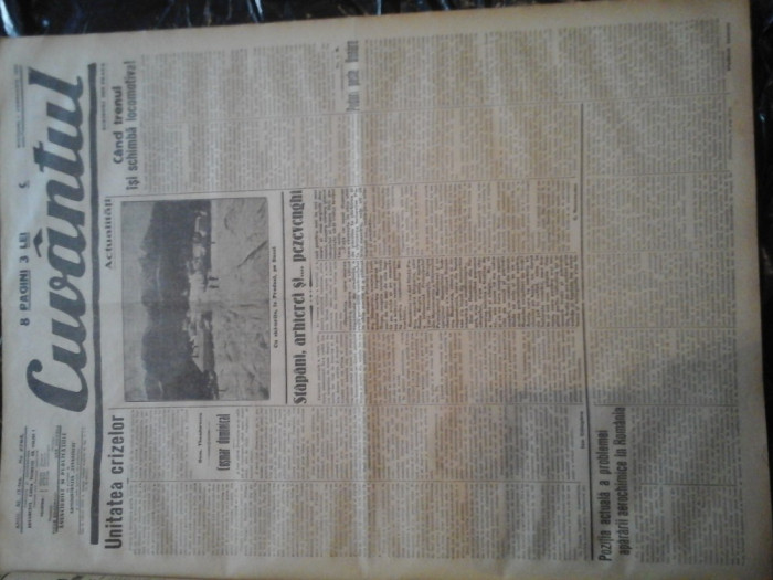 Ziare vechi - Cuvantul - Nr. 2792, 1 feb 1933, 8 pag, Racoveanu, I. Calugaru