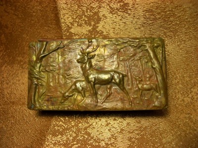 Cutiuta caseta Art Nouveau Victorian, bronz, cupru sec 19 colectie (3) foto