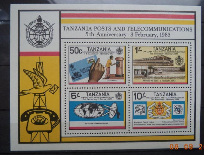 TANZANIA 1983 &ndash; POSTA SI TELECOMUNICATII, bloc MNH, TR10