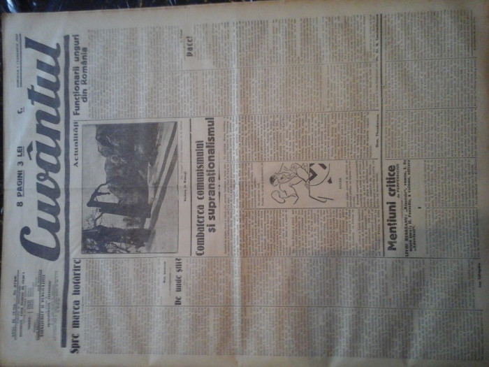 Ziare vechi - Cuvantul - Nr. 2796, 5 feb 1933, 8 pag, Votata starea de asediu