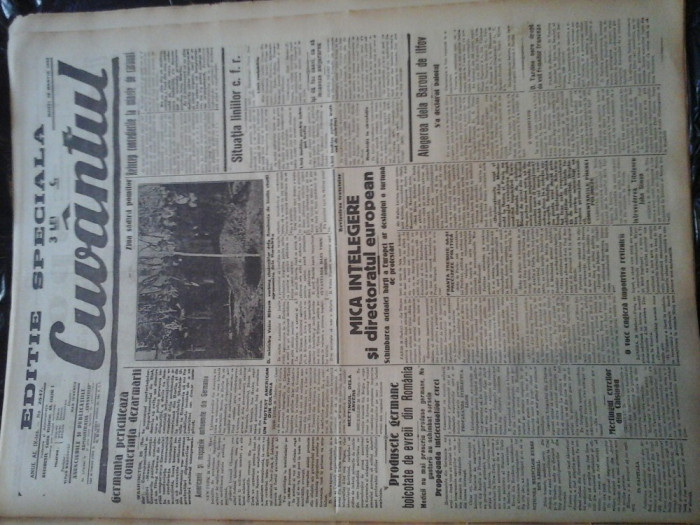 Ziare vechi - Cuvantul - Nr. 2847, 28 mar 1933, 4 pag, Editie Speciala