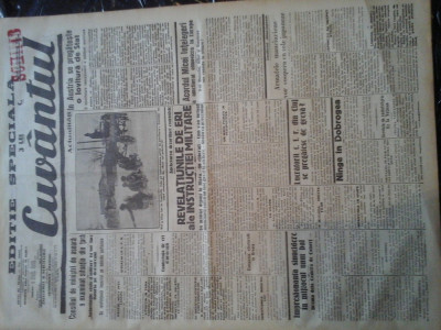 Ziare vechi - Cuvantul - Nr. 2812, 21 feb 1933, 4 pag, Editie Speciala foto