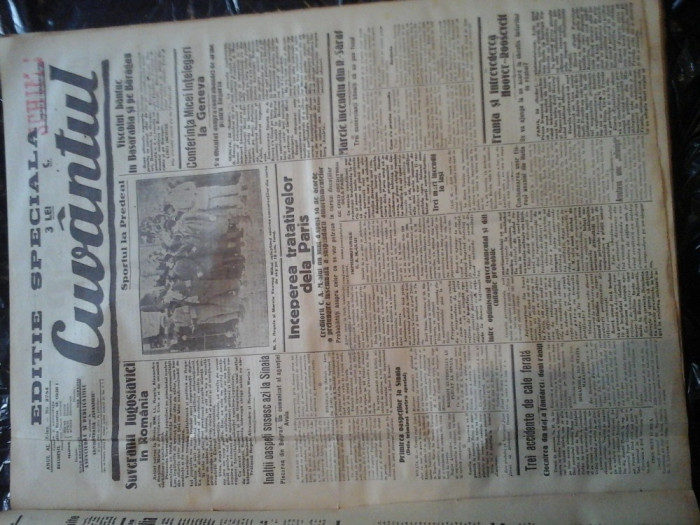 Ziare vechi - Cuvantul - Nr. 2784, 24 ian 1933, 4 p, Editie Spec., Poza cu Mihai