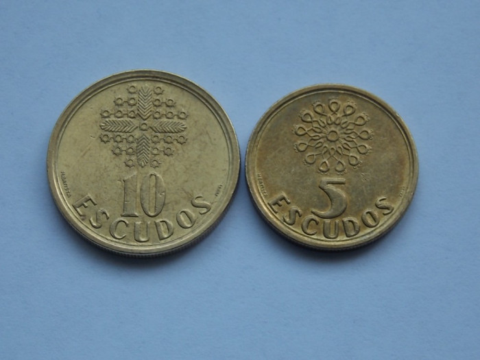 lot 2 monede 5-10 ESCUDOS 1998 PORTUGALIA