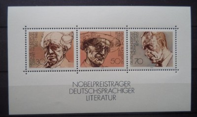 GERMANIA 1978 &amp;ndash; LAUREATI PREMIUL NOBEL, bloc MNH, TR9 foto